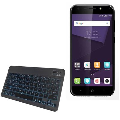 BoxWave Keyboard Compatible with ZTE Blade A606 - SlimKeys Bluetooth Keyboard - with Backlight, Portable Slim LED 7 Colors - Jet Black
