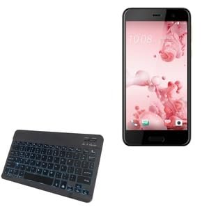 BoxWave Keyboard Compatible with HTC U Play - SlimKeys Bluetooth Keyboard - with Backlight, Portable Slim LED 7 Colors - Jet Black