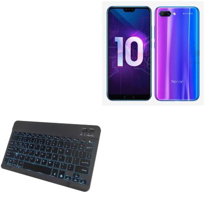 BoxWave Keyboard Compatible with Huawei Enjoy 10 - SlimKeys Bluetooth Keyboard - with Backlight, Portable Slim LED 7 Colors - Jet Black