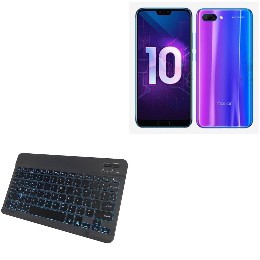 BoxWave Keyboard Compatible with Huawei Enjoy 10 - SlimKeys Bluetooth Keyboard - with Backlight, Portable Slim LED 7 Colors - Jet Black