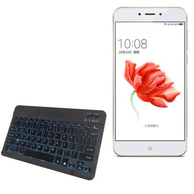 BoxWave Keyboard Compatible with 360 N4A - SlimKeys Bluetooth Keyboard - with Backlight, Portable Slim LED 7 Colors - Jet Black