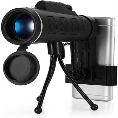40X60 Monocular BAK4 Monocular Telescope HDPrism Scope with Compass Phone Clip Tripod for Outdoor Activities