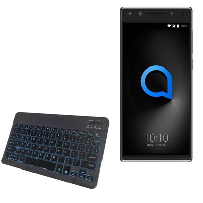 BoxWave Keyboard Compatible with Alcatel 5 - SlimKeys Bluetooth Keyboard - with Backlight, Portable Slim LED 7 Colors - Jet Black