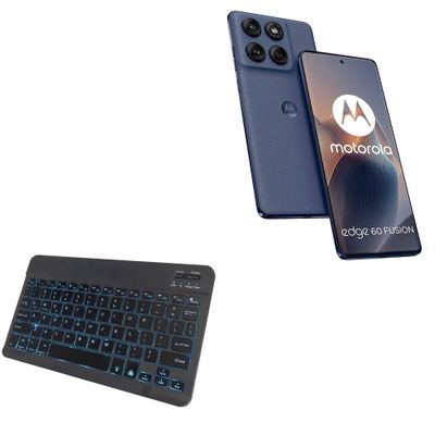 BoxWave Keyboard Compatible with Motorola Edge 60 Fusion - SlimKeys Bluetooth Keyboard - with Backlight, Portable Slim LED 7 Colors - Jet Black