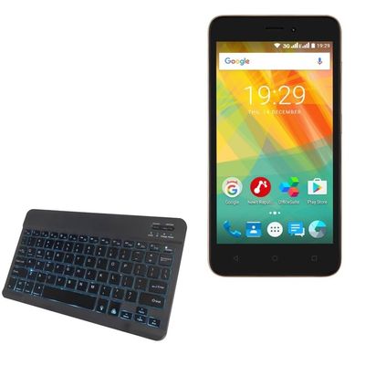 BoxWave Keyboard Compatible with Prestigio Grace B7 LTE - SlimKeys Bluetooth Keyboard - with Backlight, Portable Slim LED 7 Colors - Jet Black