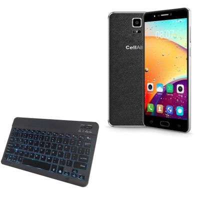 BoxWave Keyboard Compatible with CellAllure Miracle S - SlimKeys Bluetooth Keyboard - with Backlight, Portable Slim LED 7 Colors - Jet Black