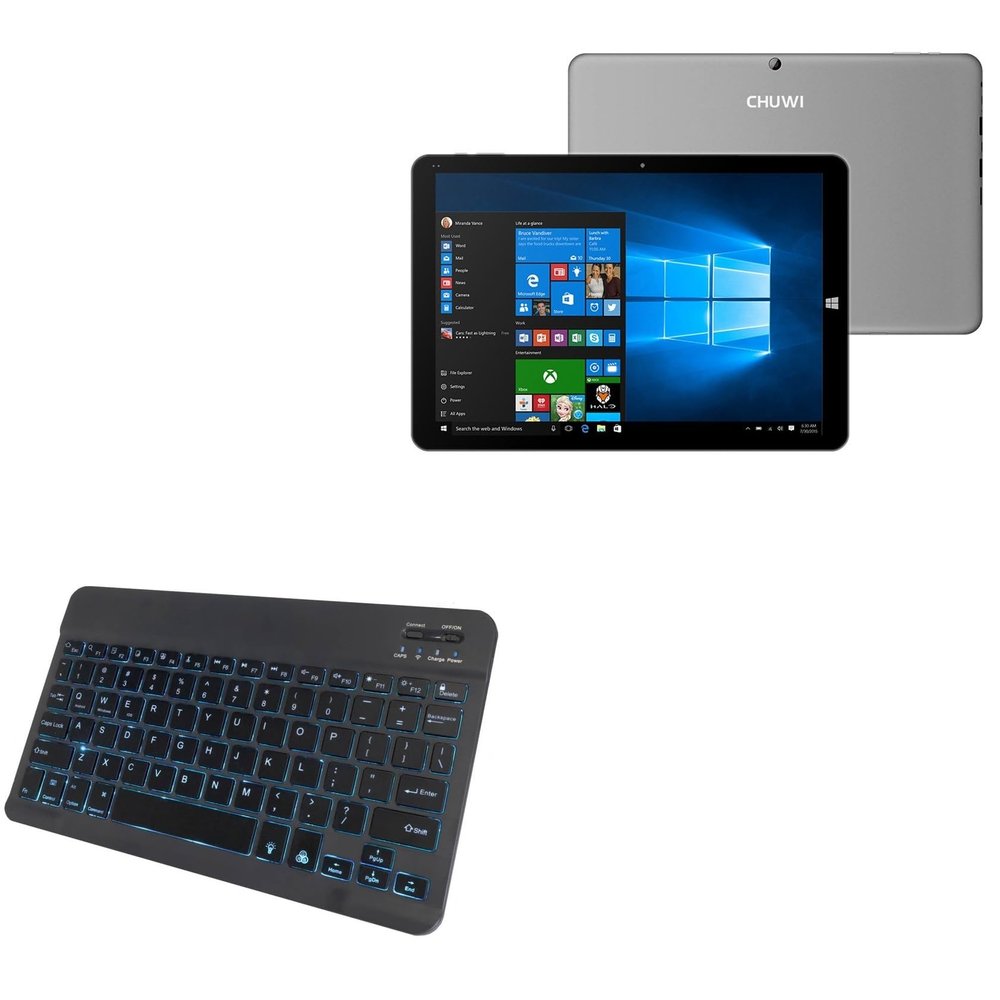 BoxWave Keyboard Compatible with Chuwi Hi12 Tablet - SlimKeys Bluetooth Keyboard - with Backlight, Portable Slim LED 7 Colors - Jet Black