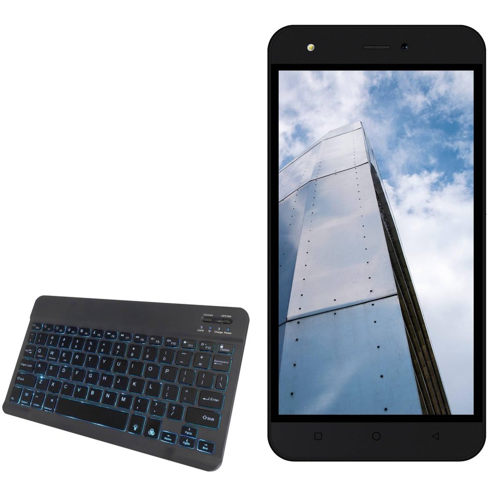 BoxWave Keyboard Compatible with 4Good People G503 - SlimKeys Bluetooth Keyboard - with Backlight, Portable Slim LED 7 Colors - Jet Black