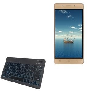 BoxWave Keyboard Compatible with Gionee Marathon M5 Lite - SlimKeys Bluetooth Keyboard - with Backlight, Portable Slim LED 7 Colors - Jet Black