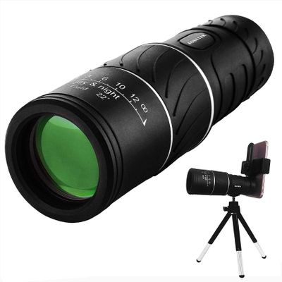 16x52 Monocular Telescope with Smartphone Adapter and Tripod - BAK4 PrismLens, for Birding Travelling Wildlife Conc