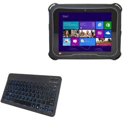 BoxWave Keyboard Compatible with Comark 8 Rugged Mobile Tablet - SlimKeys Bluetooth Keyboard - with Backlight, Portable Slim LED 7 Colors - Jet Black