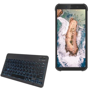 BoxWave Keyboard Compatible with Blackview BV5500 - SlimKeys Bluetooth Keyboard - with Backlight, Portable Slim LED 7 Colors - Jet Black