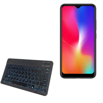 BoxWave Keyboard Compatible with Panasonic Eluga Ray 610 - SlimKeys Bluetooth Keyboard - with Backlight, Portable Slim LED 7 Colors - Jet Black