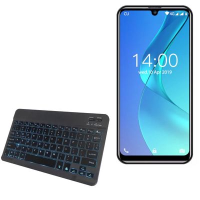 BoxWave Keyboard Compatible with Oukitel C16 - SlimKeys Bluetooth Keyboard - with Backlight, Portable Slim LED 7 Colors - Jet Black