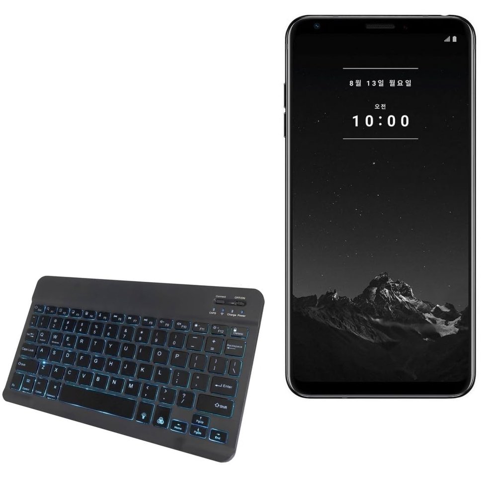 BoxWave Keyboard Compatible with LG Signature Edition 2018 - SlimKeys Bluetooth Keyboard - with Backlight, Portable Slim LED 7 Colors - Jet Black