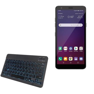 BoxWave Keyboard Compatible with LG Escape Plus - SlimKeys Bluetooth Keyboard - with Backlight, Portable Slim LED 7 Colors - Jet Black