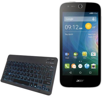 BoxWave Keyboard Compatible with Acer Liquid M320 - SlimKeys Bluetooth Keyboard - with Backlight, Portable Slim LED 7 Colors - Jet Black