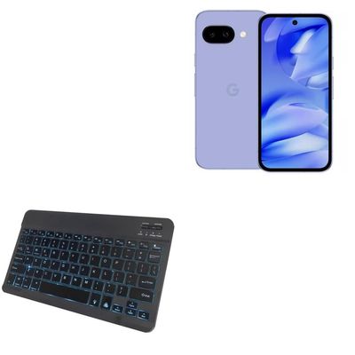 BoxWave Keyboard Compatible with Google Pixel 9a - SlimKeys Bluetooth Keyboard - with Backlight, Portable Slim LED 7 Colors - Jet Black