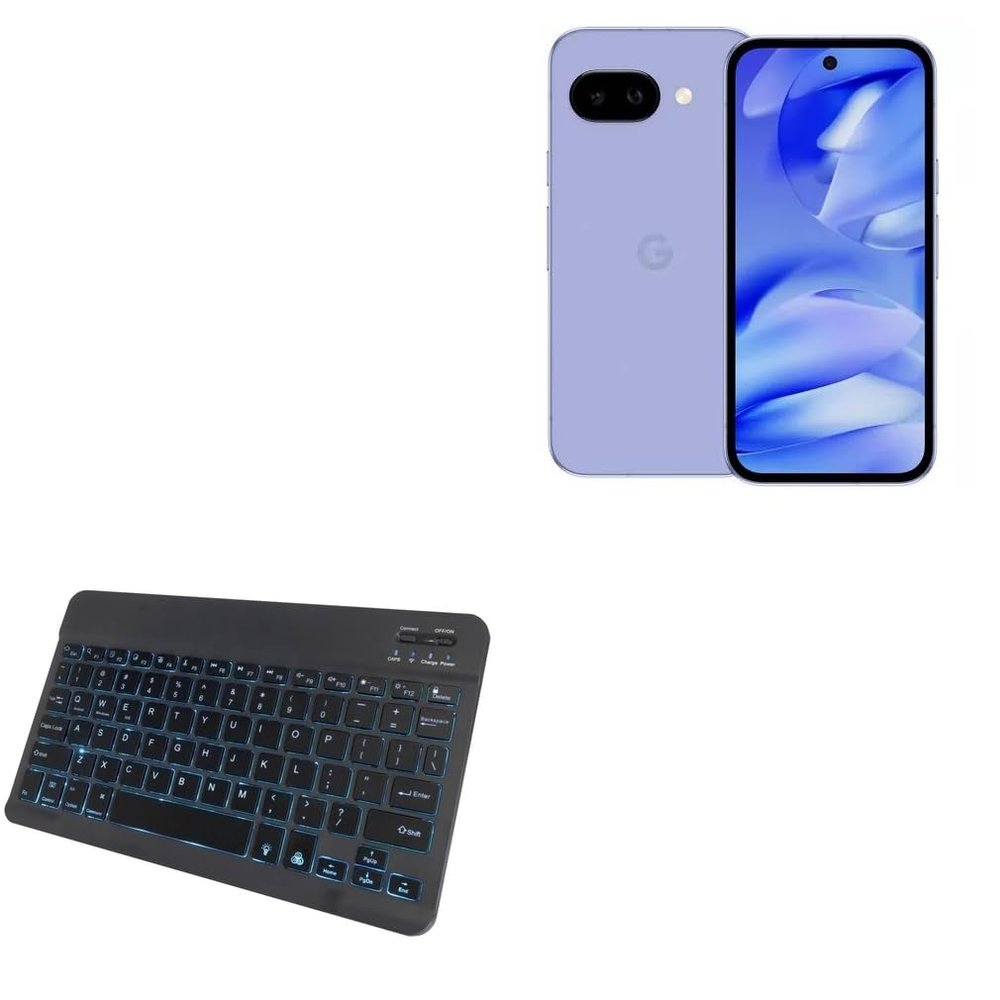 BoxWave Keyboard Compatible with Google Pixel 9a - SlimKeys Bluetooth Keyboard - with Backlight, Portable Slim LED 7 Colors - Jet Black