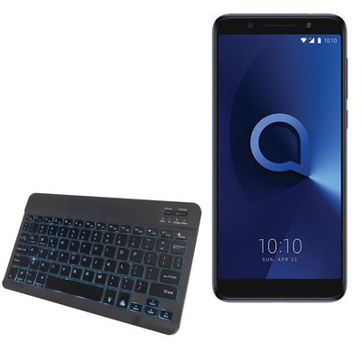 BoxWave Keyboard Compatible with Alcatel 3X - SlimKeys Bluetooth Keyboard - with Backlight, Portable Slim LED 7 Colors - Jet Black