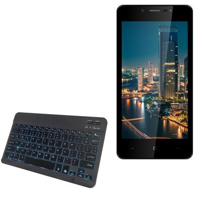 BoxWave Keyboard Compatible with Bravis A511 Harmony - SlimKeys Bluetooth Keyboard - with Backlight, Portable Slim LED 7 Colors - Jet Black