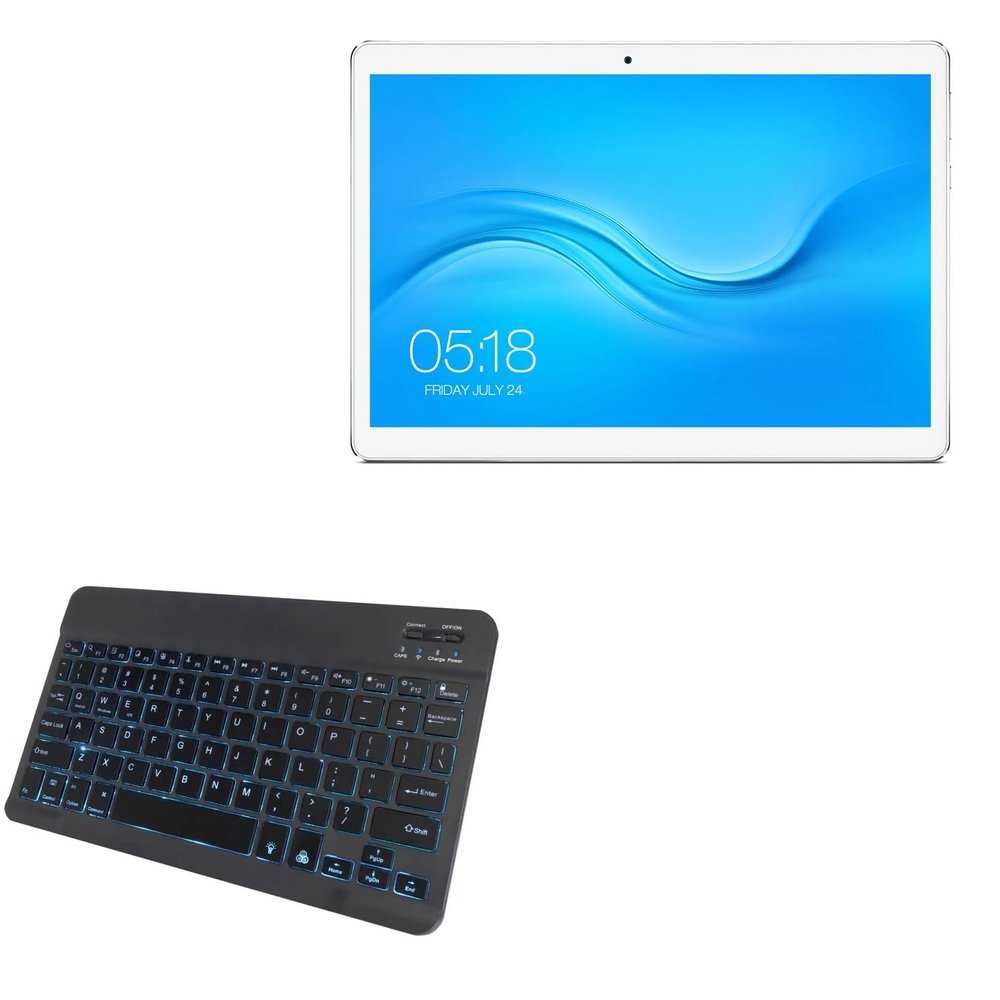 BoxWave Keyboard Compatible with Teclast A10H - SlimKeys Bluetooth Keyboard - with Backlight, Portable Slim LED 7 Colors - Jet Black