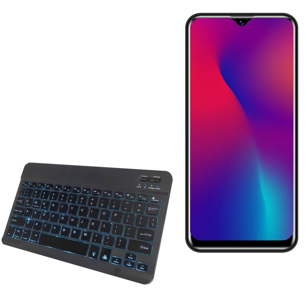 BoxWave Keyboard Compatible with VKworld SD100 - SlimKeys Bluetooth Keyboard - with Backlight, Portable Slim LED 7 Colors - Jet Black