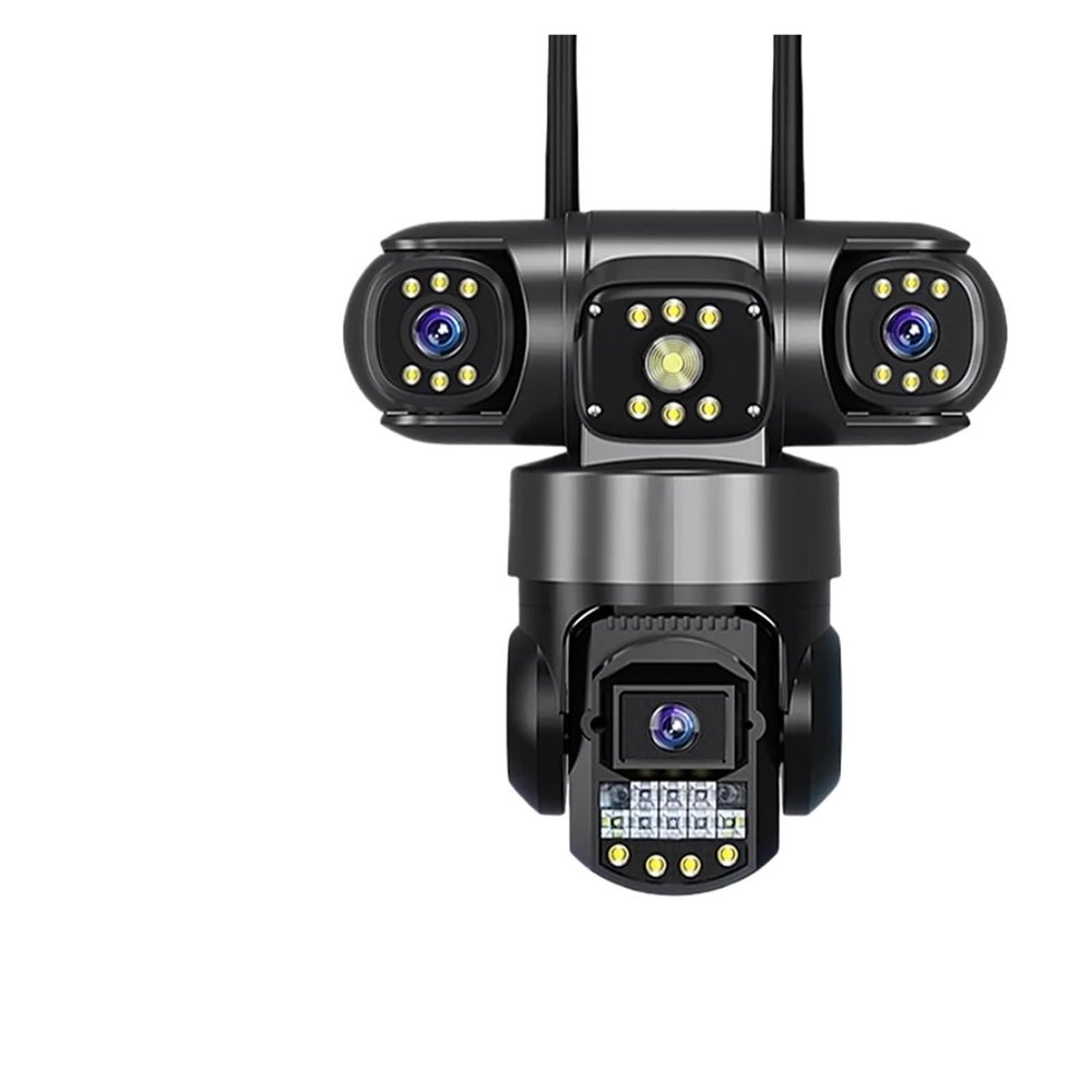LNBBEQ 3 Lens Video Surveillance Camera WiFi Network CCTV Camera 360 Monitor Outdoor Waterproof Security V380 Pro PTZ Cameras(AU Plug,1Pcs Cam 64G Card)