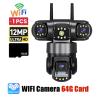 LNBBEQ 3 Lens Video Surveillance Camera WiFi Network CCTV Camera 360 Monitor Outdoor Waterproof Security V380 Pro PTZ Cameras(AU Plug,1Pcs Cam 64G Card) view 2