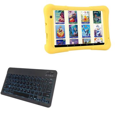 BoxWave Keyboard Compatible with Dragon Touch Y80 - SlimKeys Bluetooth Keyboard - with Backlight, Portable Slim LED 7 Colors - Jet Black