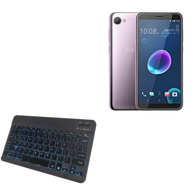 BoxWave Keyboard Compatible with HTC Desire 12 - SlimKeys Bluetooth Keyboard - with Backlight, Portable Slim LED 7 Colors - Jet Black