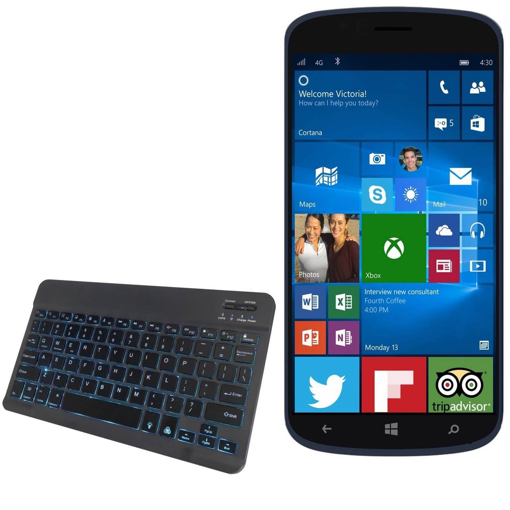 BoxWave Keyboard Compatible with Archos 50 Cesium - SlimKeys Bluetooth Keyboard - with Backlight, Portable Slim LED 7 Colors - Jet Black