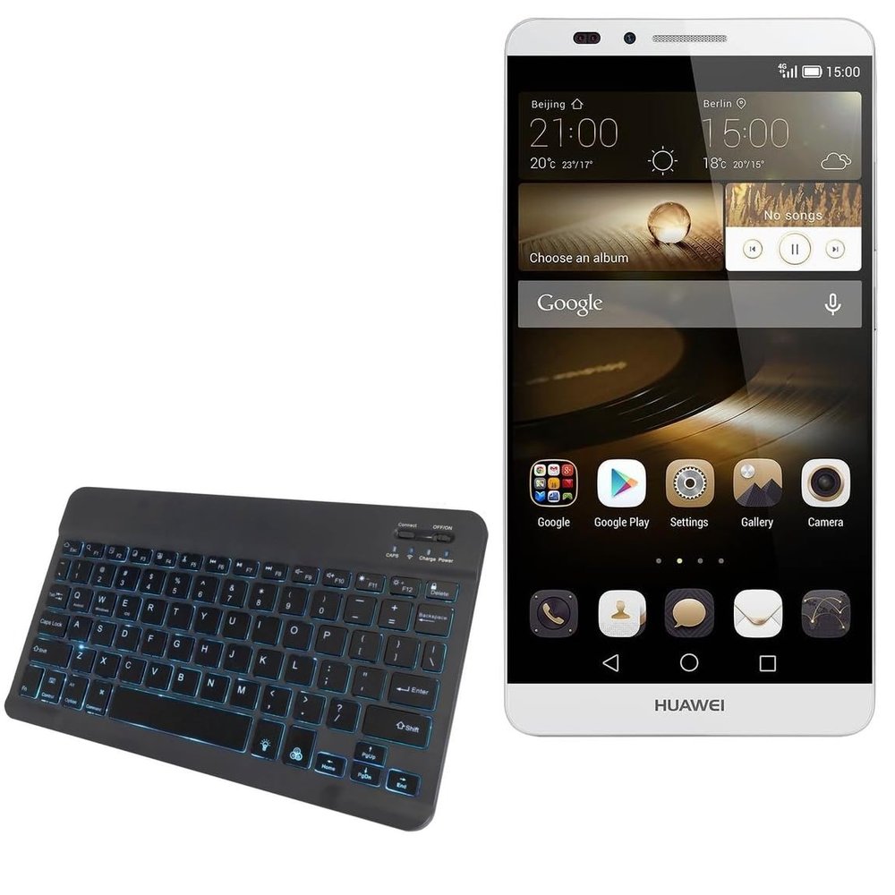 BoxWave Keyboard Compatible with Huawei Ascend Mate 7 Compact - SlimKeys Bluetooth Keyboard - with Backlight, Portable Slim LED 7 Colors - Jet Black