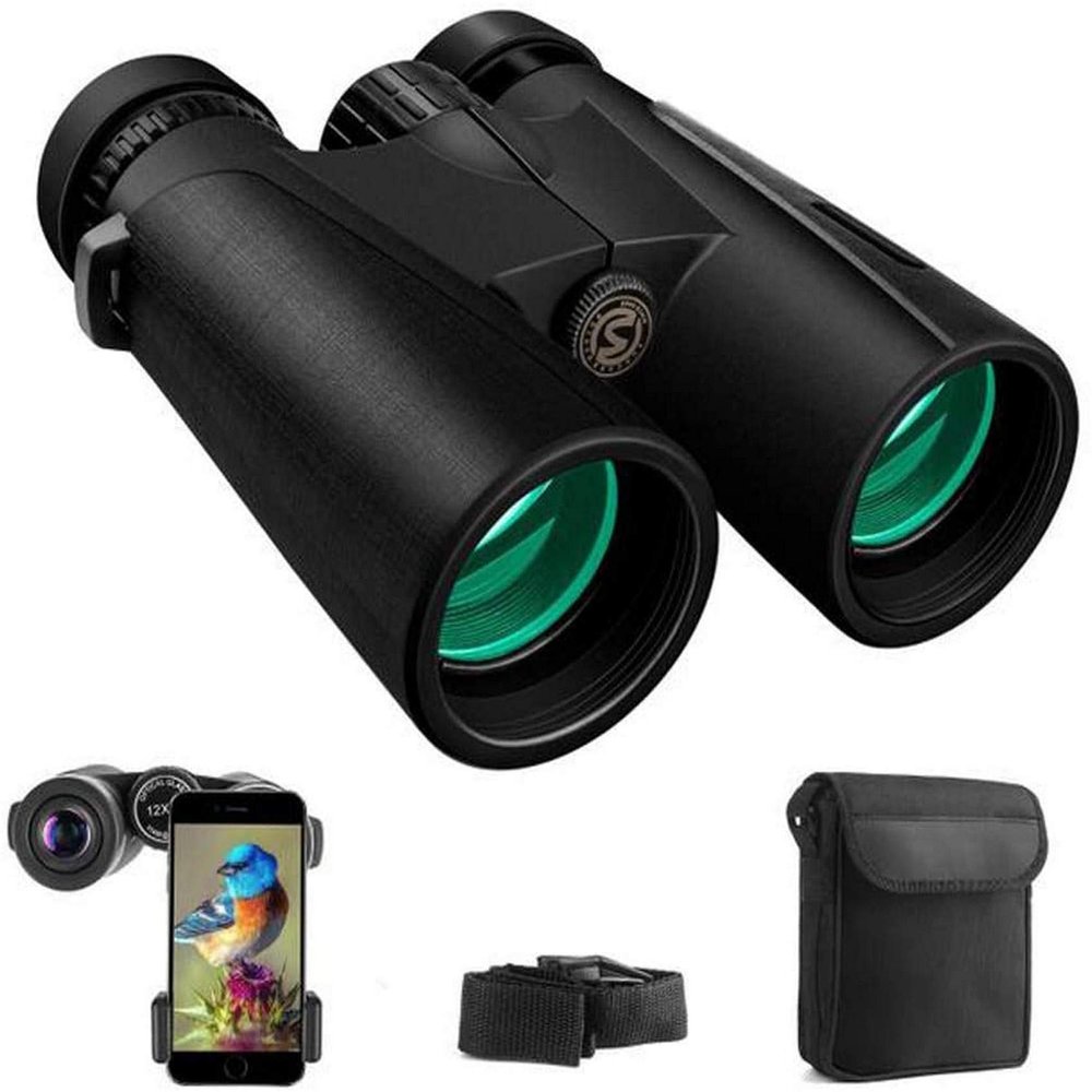 12x42 Binoculars for Adults with New Smartphone Photograph Adapter,12x Eyepiece BAK4 PrismLens,Multi-Coated Optics