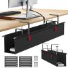 Housolution Under Desk Cable Management Tray, 36'' Longer Cord Management Under Desk, Premium Fabric Cable Storage Organizer, No Drilling Clamp/Screw Mount Cord Organization Tray for Office Home view 1