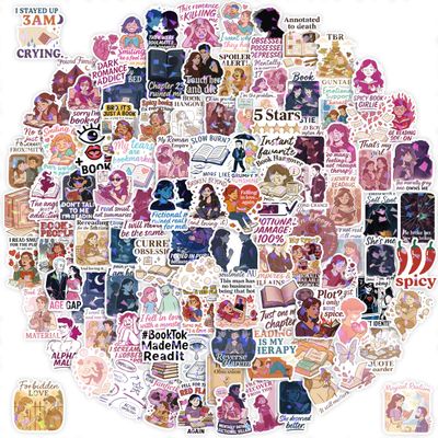 100 PCS BookTok Memes Stickers - Emotional Book Quotes & Romance Reading Aesthetic Holographic Vinyl PVC Stickers, Waterproof Scrapbooking Decals for Laptops & Gift for Readers