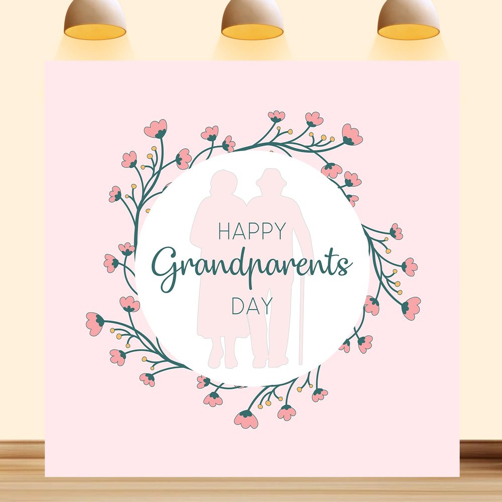 10X8ft Happy Grandparents Day Backdrop Love Flower Grandpa Grandma Photography Background Holiday Retirement Party Decorations Banner Photo Booth Props