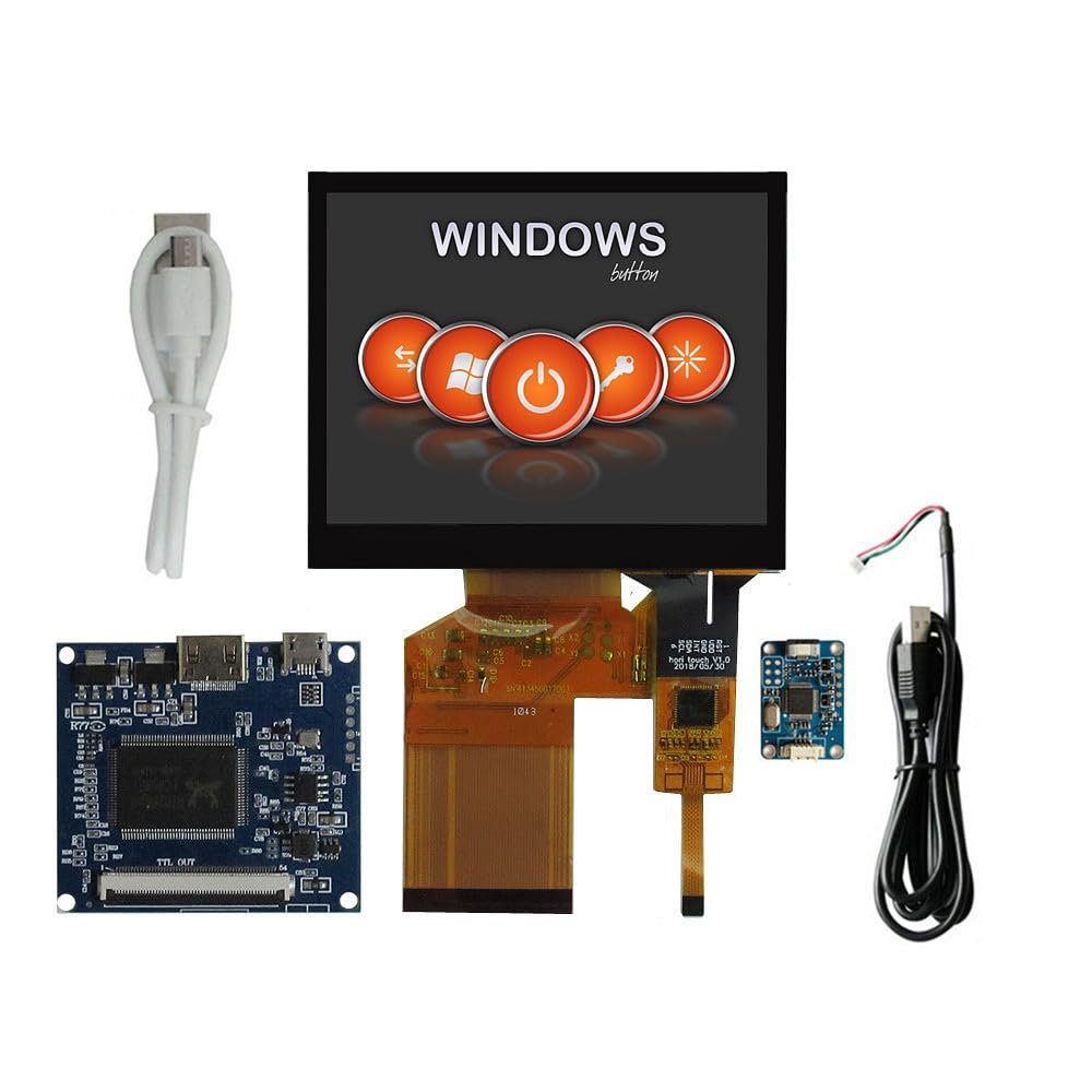 3.5 Inch 320x240 DIY Portable USB Capacitive Touch Screen Display with Mini-HDMI Driver Board  Compatible with Linux, Windows, Android, Raspberry/Orange Pi & PCs (5V Powered)