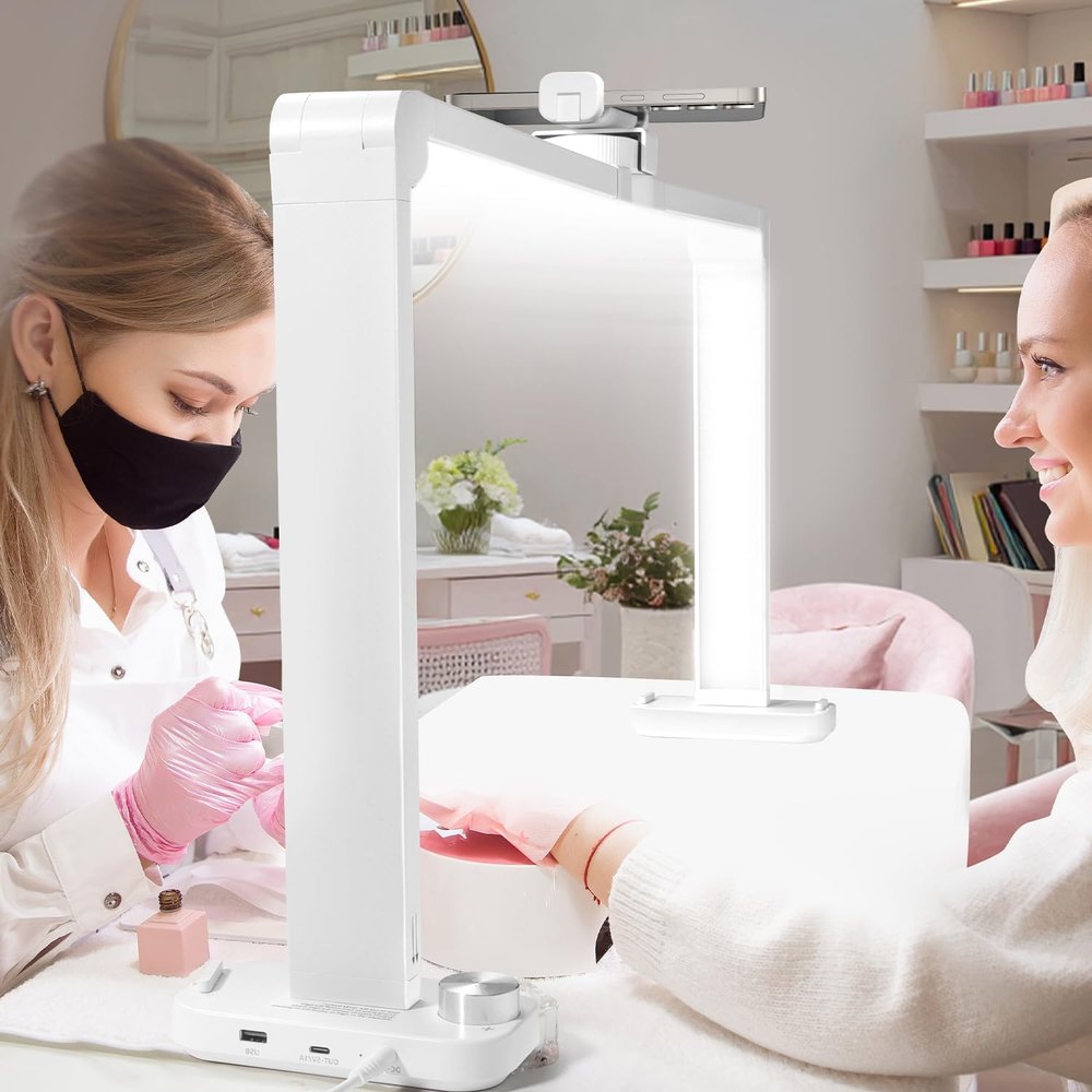 AOXDWGE 33.5" Foldable Nail Desk Lamp, 3350LM Half Moon Light for Nail Desk