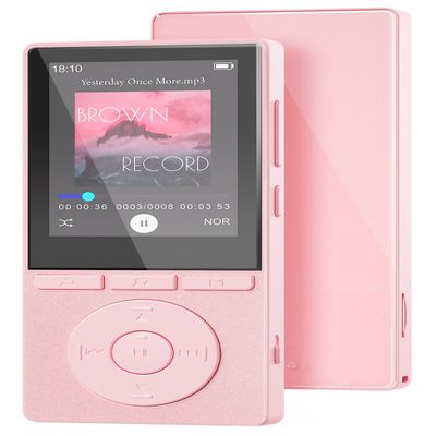 64GB MP3 Player with Bluetooth 5.3, Music Player with HiFi Sound for Sports Runners, 2.4" Screen MP3 Player Built in HD Speaker Voice Recorder E-Book, Expanded Up to 128GB, Earphone Included, Pink