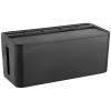 Cable Storage Box with Bamboo Lid, Large Black Cable Organizer with USB Port, Designed for Power Strips, Charging Cords, and Electrical Cable Organization view 1