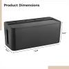 Cable Storage Box with Bamboo Lid, Large Black Cable Organizer with USB Port, Designed for Power Strips, Charging Cords, and Electrical Cable Organization view 3
