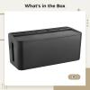 Cable Storage Box with Bamboo Lid, Large Black Cable Organizer with USB Port, Designed for Power Strips, Charging Cords, and Electrical Cable Organization view 4