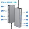 SPONGL Type C Splitter,10 in 1 Type C to HDTV VGA RJ45 USB3.0+USB2.0 Card Reader Slot 3.5mm Port USB Extender Docking Station for PC view 3