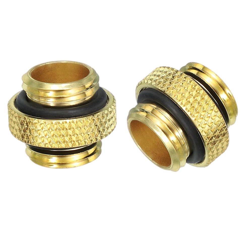 uxcell 2pcs G1/4" Male to Male Connector, Aluminium Soft Tube Extender Fitting for PC Computer Water Cooling System, Gold