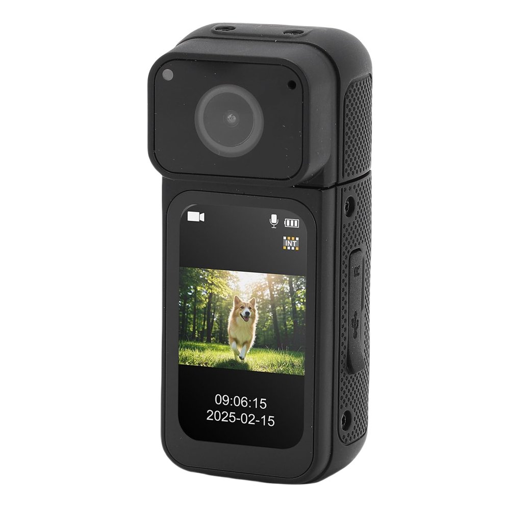 VBESTLIFE 2.7K WiFi Mini Body Camera, POV Thumb Video Camcorder with 180 Rotatable Lens, 1.47in Screen,for Travel, Pet Walking, 128GB (Black)