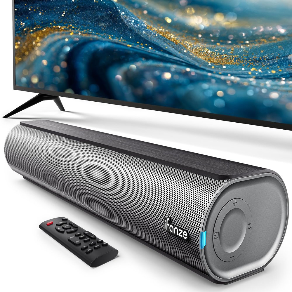 TBBSC 50W Sound Bar, 16 inch Bluetooth TV Speaker with Remote & 2 Built-in Full-Frequency Speakers, Wireless Soundbar for TV Home Theater & Audio, Iron Gray