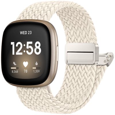 Maledan Soft Stretchy Band Compatible with Fitbit Sense 2 Band/Sense Bands/Fitbit Versa 3 Bands/Versa 4 Bands for Women, Magnetic Sport Braided Bracelet Nylon Straps Comfortable Replacement Strap