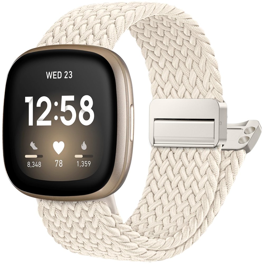Maledan Soft Stretchy Band Compatible with Fitbit Sense 2 Band/Sense Bands/Fitbit Versa 3 Bands/Versa 4 Bands for Women, Magnetic Sport Braided Bracelet Nylon Straps Comfortable Replacement Strap