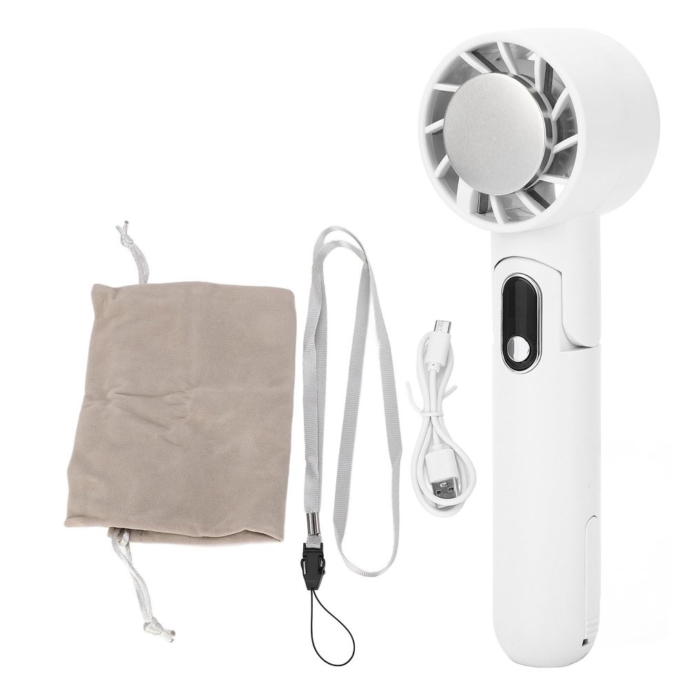 EIMSOAH Handheld Cooling Fan, 5 Speed Levels Adjustable USB Charging Portable Small Pocket Fan, for Women Girl (White)